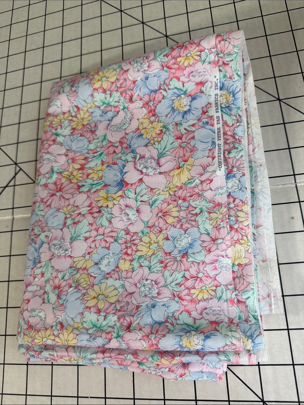 Vintage Peter Pan Fabrics Floral Fabric 2 Yards 44” Pastel Ditsy Flowers